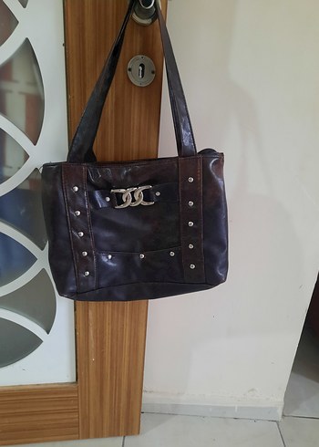 Kahverengi Deri Tokalı Vintage Kadın Çantası - Görsel 2