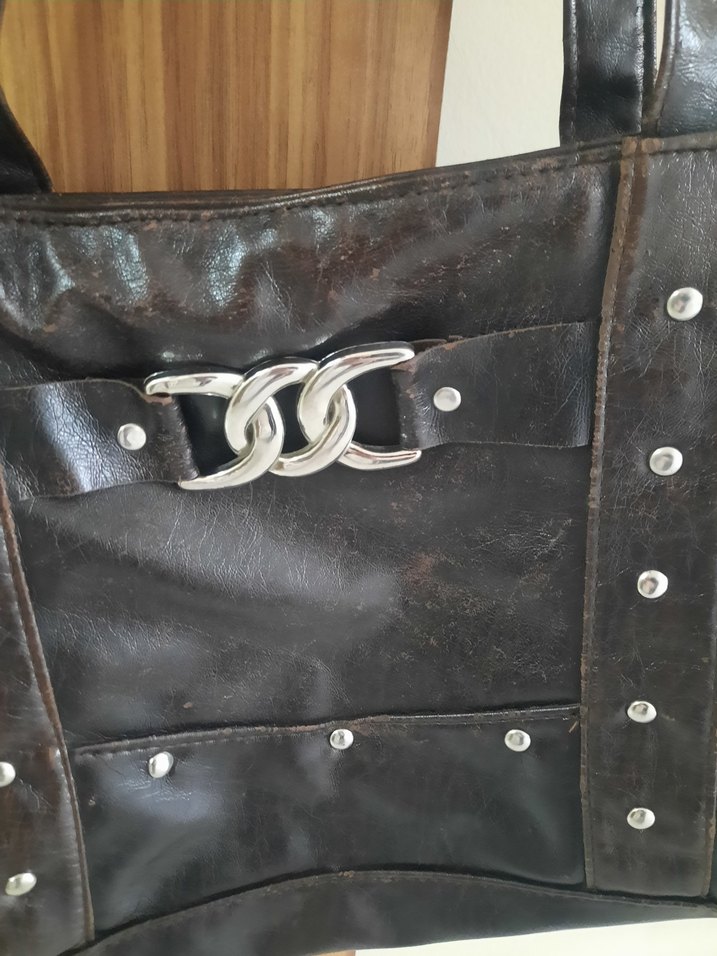 Kahverengi Deri Tokalı Vintage Kadın Çantası - Görsel 3