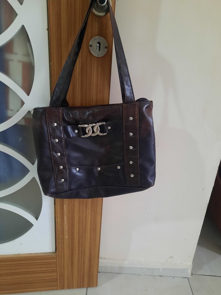 Kahverengi Deri Tokalı Vintage Kadın Çantası - Görsel 2