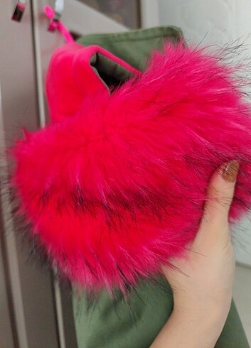 Pembe tüylü parka - Görsel 8