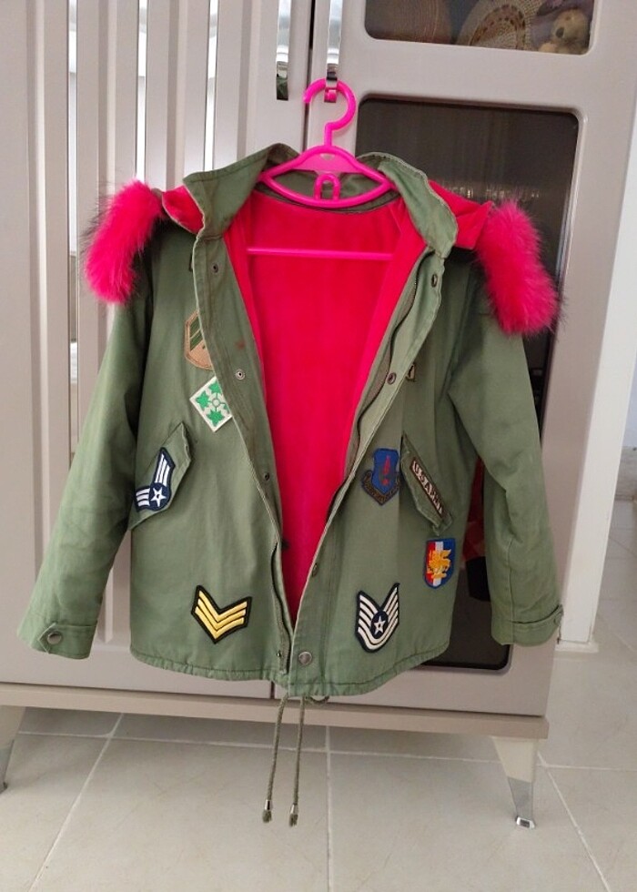 Pembe tüylü parka - Görsel 5