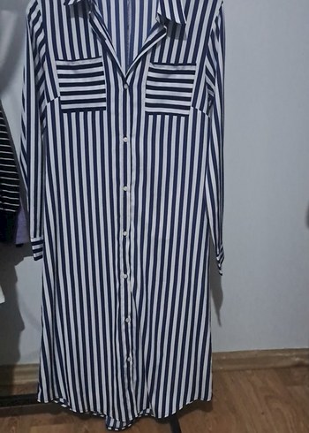 Düğmeli Çizgili Uzun Kollu Kadın Gömlek - Görsel 3