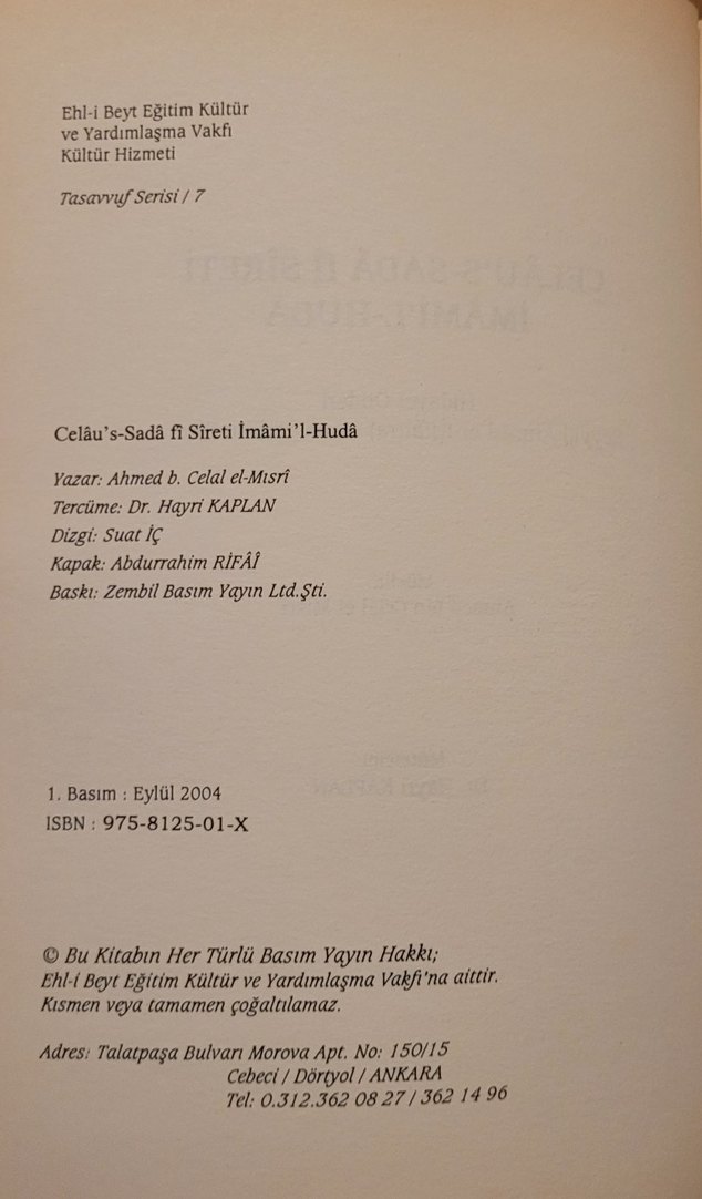 CELAUS SADA Fİ SİRETİ İMAMİL HUDA - Görsel 2