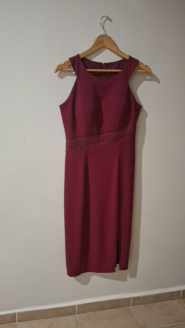 Bordo Kolsuz Uzun Abiye Elbise - Görsel 2