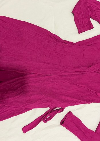 Pembe Uzun Kollu kadin uzun kuşaklı hirka - Görsel 2