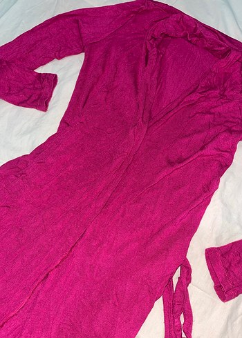 Pembe Uzun Kollu kadin uzun kuşaklı hirka - Görsel 4