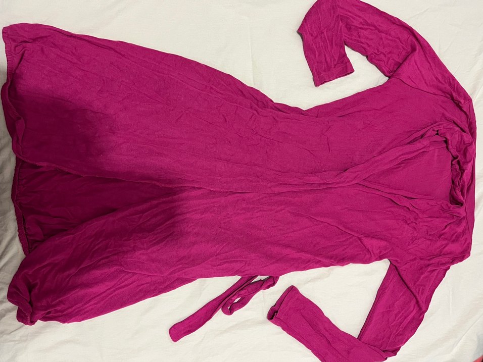 Pembe Uzun Kollu kadin uzun kuşaklı hirka - Görsel 2