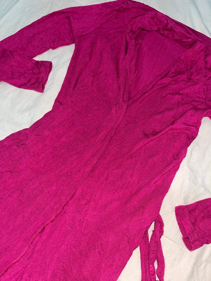 Pembe Uzun Kollu kadin uzun kuşaklı hirka - Görsel 4