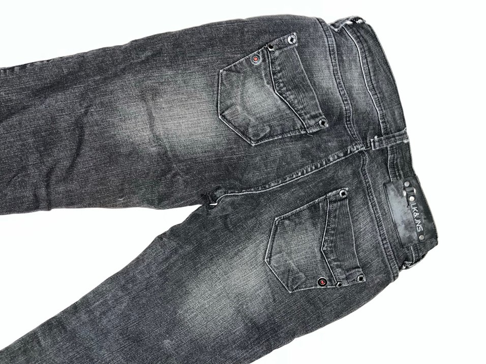 Düğmeli koyu  Gri Kadın Kot Pantolon - Görsel 3