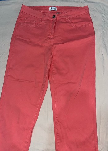 Düğmeli pembe Kadın likrali kot Pantolon - Görsel 3