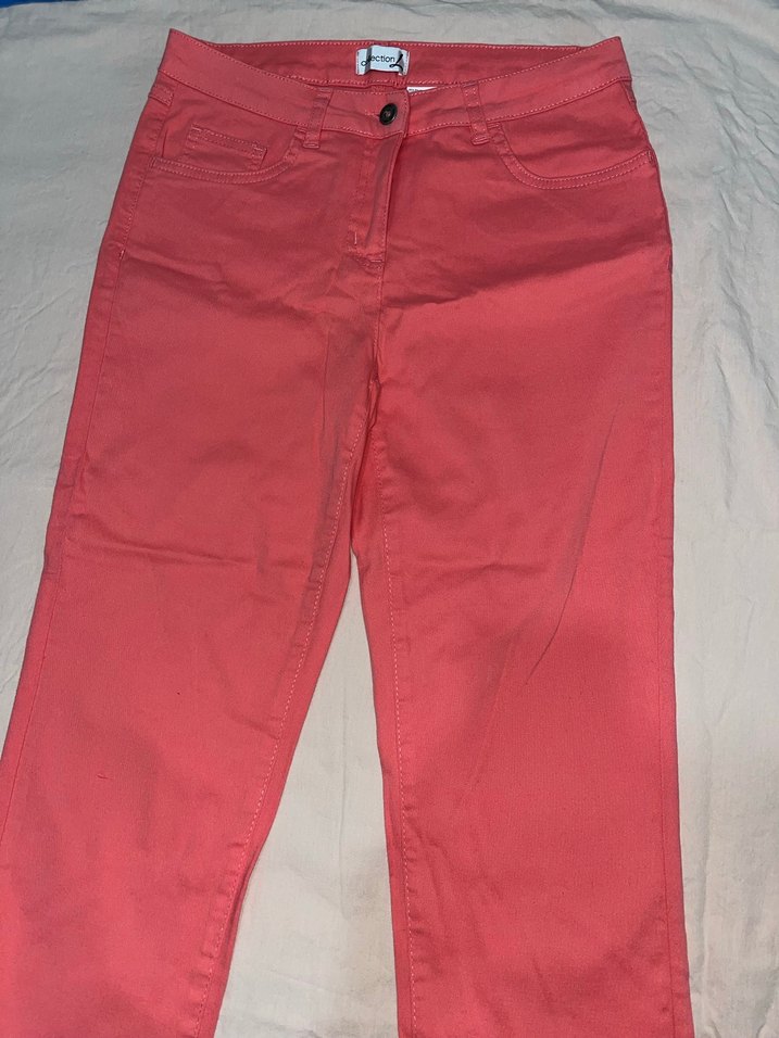 Düğmeli pembe Kadın likrali kot Pantolon - Görsel 3