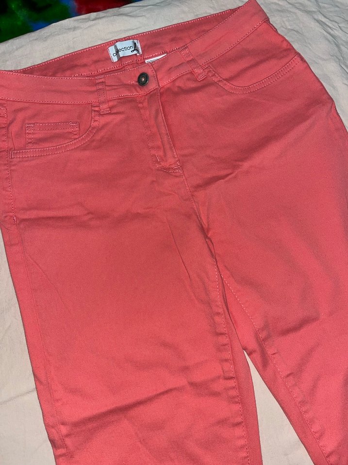 Düğmeli pembe Kadın likrali kot Pantolon - Görsel 2