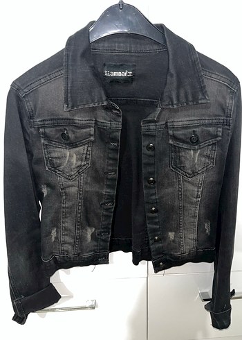 Siyah Düğmeli Kadın Kot Ceket - Görsel 2