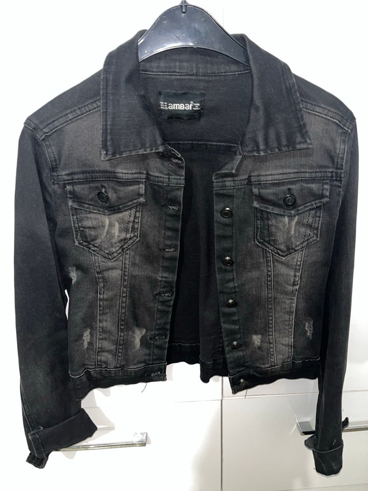 Siyah Düğmeli Kadın Kot Ceket - Görsel 2