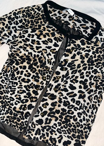 Leopar Desenli Uzun Kollu Kadın bluz - Görsel 3