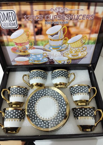 12 Parça Renkli İnce Porselen Fincan Seti - Görsel 2