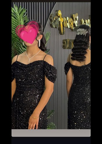 Siyah Parlak Uzun Straplez Abiye Elbise - Görsel 2