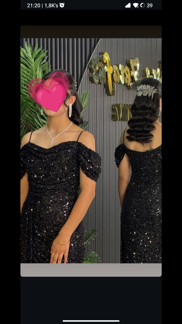 Siyah Parlak Uzun Straplez Abiye Elbise - Görsel 2