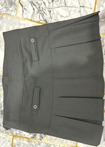 Kadın Siyah Pilili Mini Etek - Görsel 2