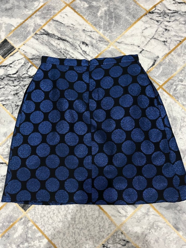 Mavi Puantiyeli Pileli Midi Etek - Görsel 2