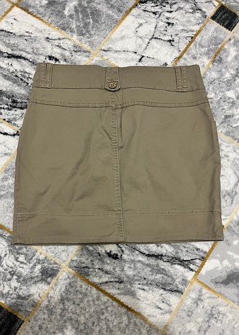 Kemer Detaylı Bej Mini Etek - Görsel 2