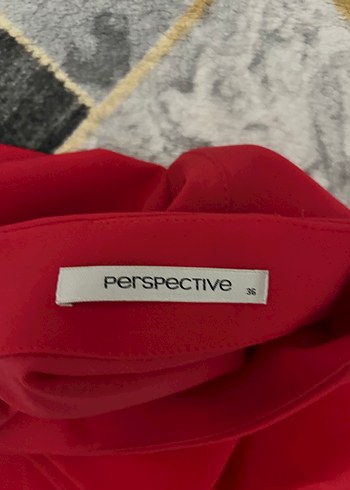 Parlak Kırmızı Drapeli Midi Kalem Etek - Görsel 3