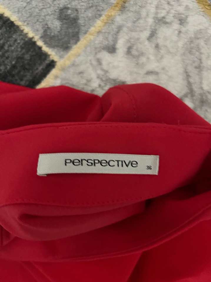 Parlak Kırmızı Drapeli Midi Kalem Etek - Görsel 3