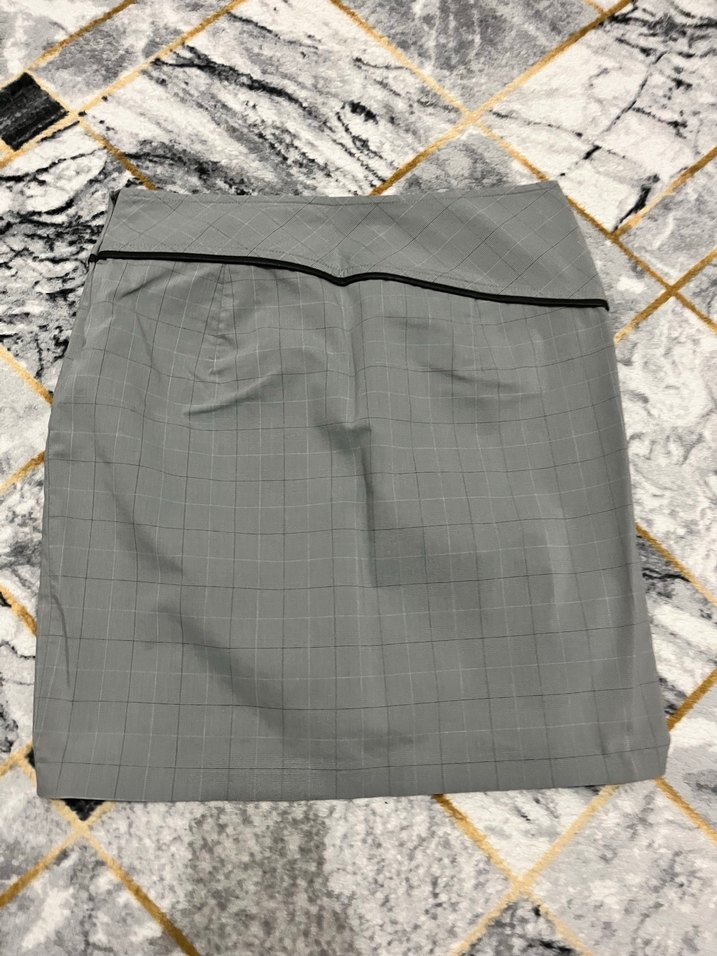 Gri Kareli Midi Kadın Etek - Görsel 2