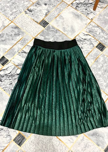 Yeşil Pilili Kadın Uzun Etek - Görsel 2