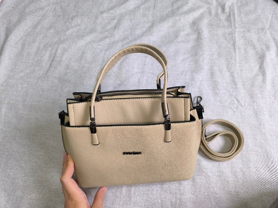 Bej Deri Minimalist Kadın Çanta - Görsel 3