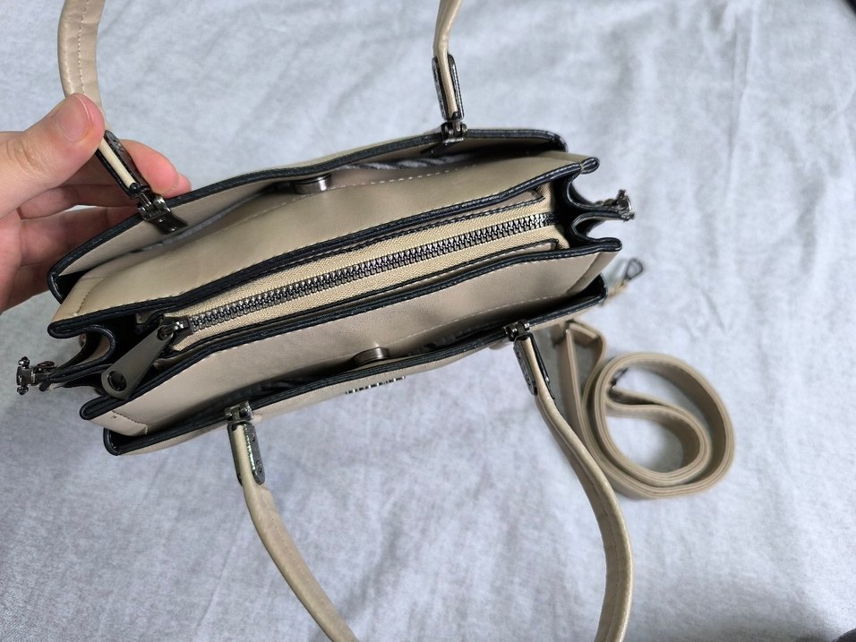 Bej Deri Minimalist Kadın Çanta - Görsel 5