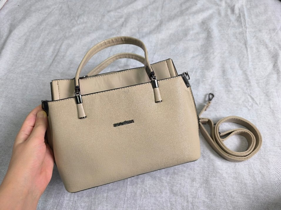 Bej Deri Minimalist Kadın Çanta - Görsel 4