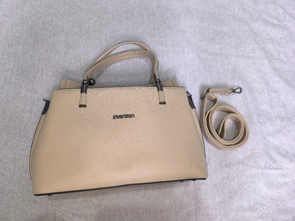 Bej Deri Minimalist Kadın Çanta - Görsel 2