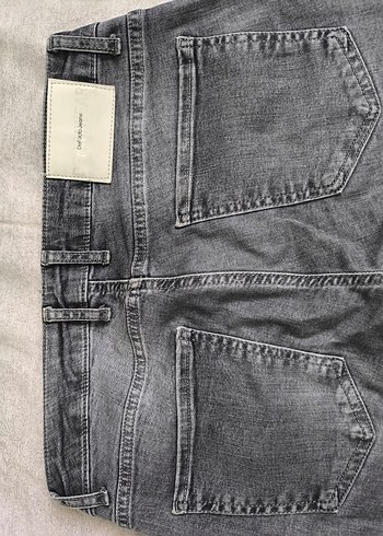 Gri Düğmeli Rahat Kesim erkek Denim Pantolon - Görsel 3