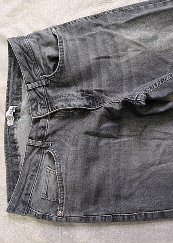 Gri Düğmeli Rahat Kesim erkek Denim Pantolon - Görsel 2