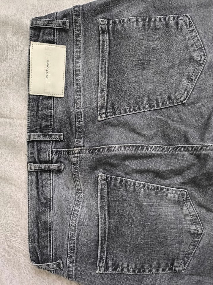 Gri Düğmeli Rahat Kesim erkek Denim Pantolon - Görsel 3