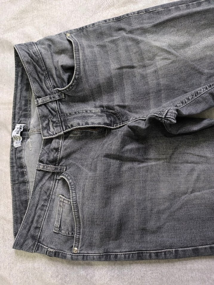 Gri Düğmeli Rahat Kesim erkek Denim Pantolon - Görsel 2