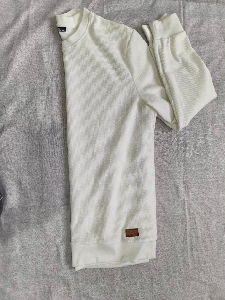 erkek Beyaz Keten Salaş Kazak - Görsel 2