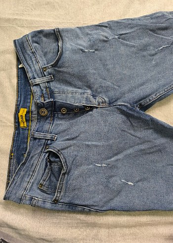 Gri Mavi Düğmeli erkek Denim Pantolon - Görsel 2