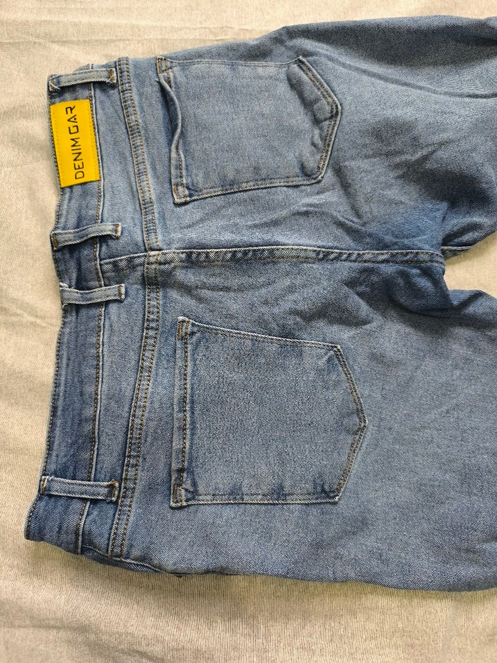 Gri Mavi Düğmeli erkek Denim Pantolon - Görsel 3