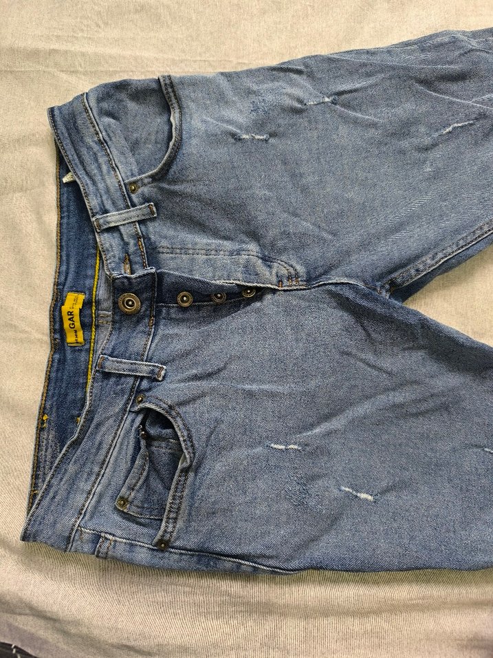 Gri Mavi Düğmeli erkek Denim Pantolon - Görsel 2