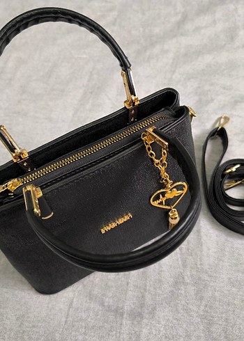 Zincir Detaylı Siyah Süet Kadın Çanta - Görsel 4