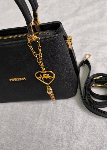 Zincir Detaylı Siyah Süet Kadın Çanta - Görsel 2