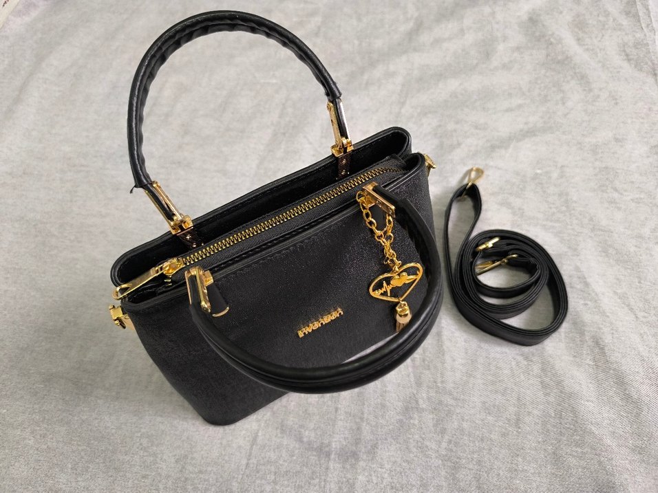 Zincir Detaylı Siyah Süet Kadın Çanta - Görsel 4