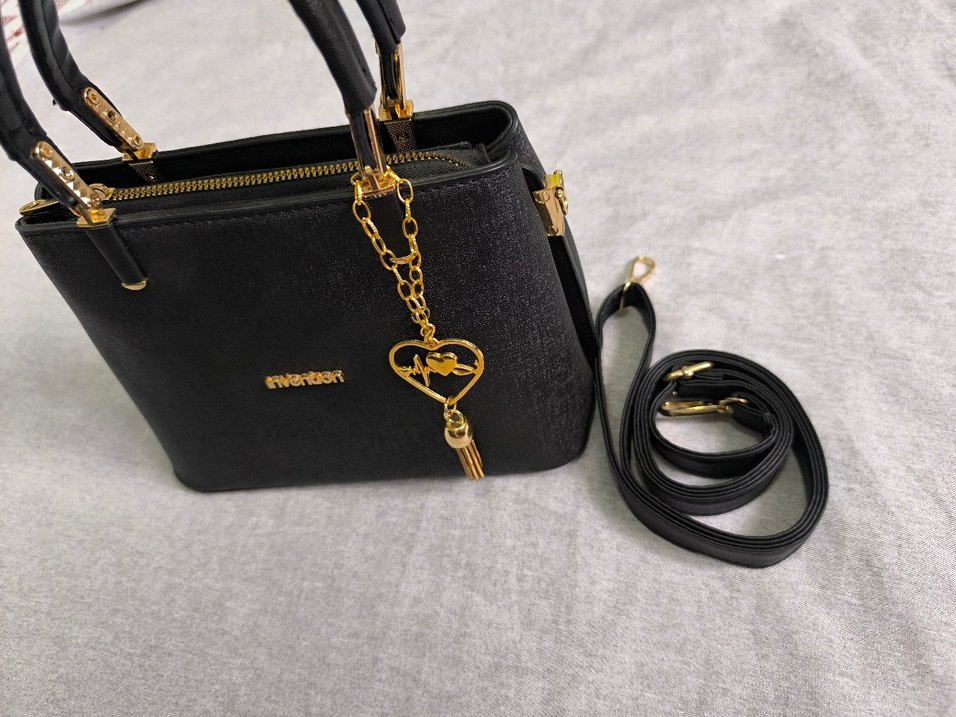 Zincir Detaylı Siyah Süet Kadın Çanta - Görsel 2