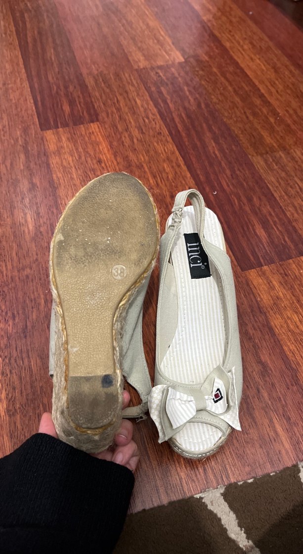 Kadın Bej Hasır Dolgu Topuklu Espadril - Görsel 3