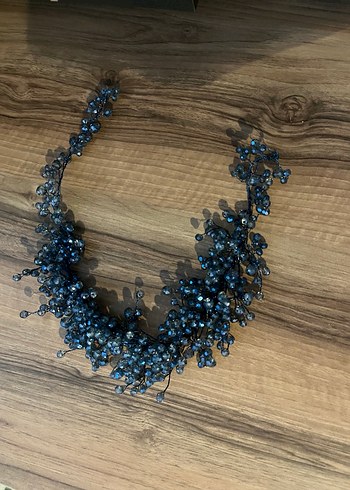 Nakışlı Uzun Kollu Mavi Abiye Elbise - Görsel 7