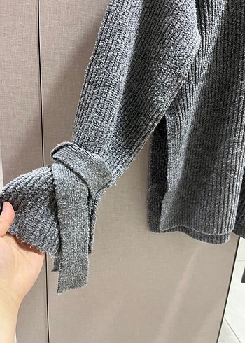 ADL Kollları Bağlamalaı Gri Örgü Triko - Görsel 4
