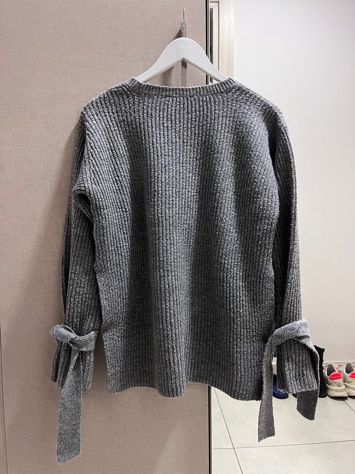 ADL Kollları Bağlamalaı Gri Örgü Triko - Görsel 3
