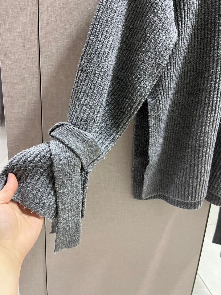 ADL Kollları Bağlamalaı Gri Örgü Triko - Görsel 4
